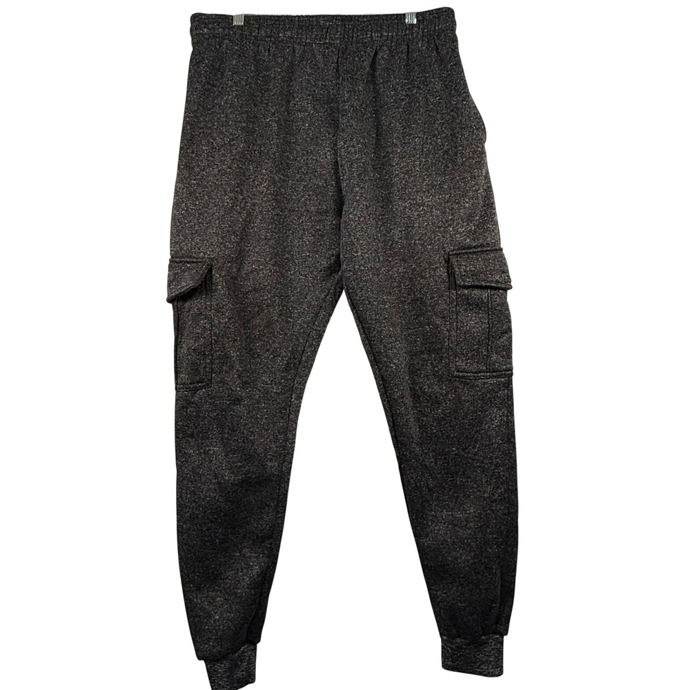 Mecca Mens XXL Cargo Joggers Charcoal Grey Heather Fleece Streetwear Utility EUC